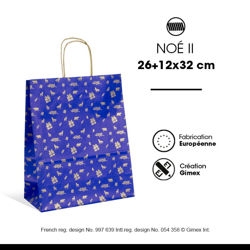Sac Noe II|kraft blanc|poignées torsadées|26+12x32cm|par 250