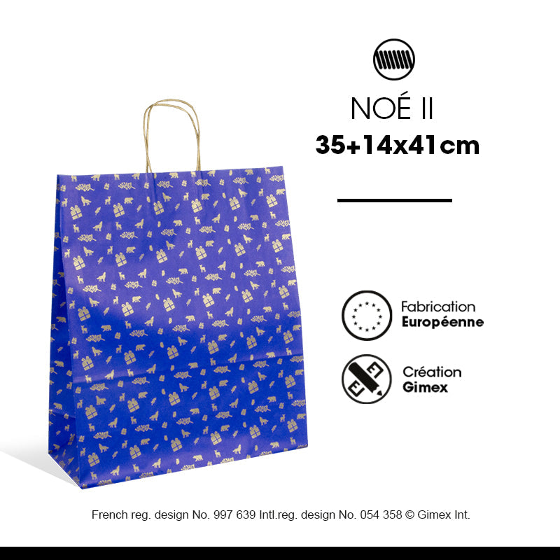 Sac Noe II | kraft blanc | poignées torsadées | 35+14x41cm | par 250