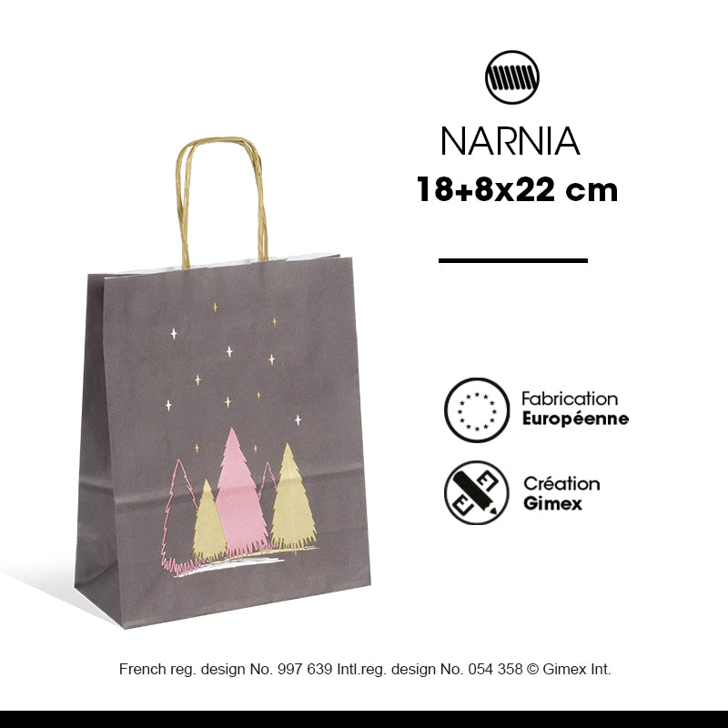 Sac Narnia | kraft blanc | poignées torsadées | 18+8x22cm | par 250