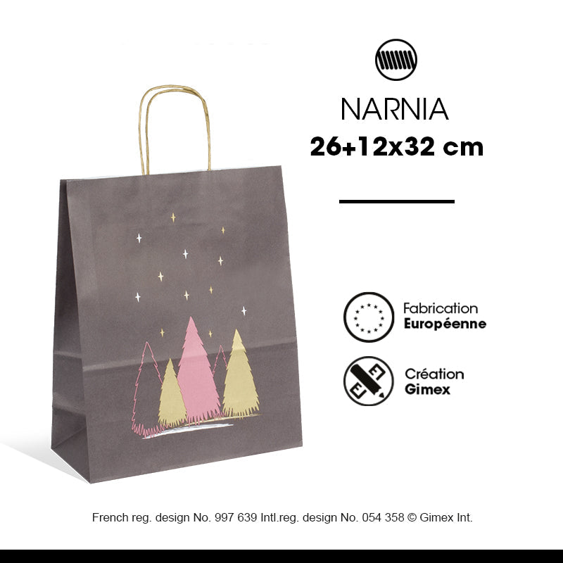 Sac Narnia | kraft blanc | poignées torsadées | 26+12x32cm | par 250
