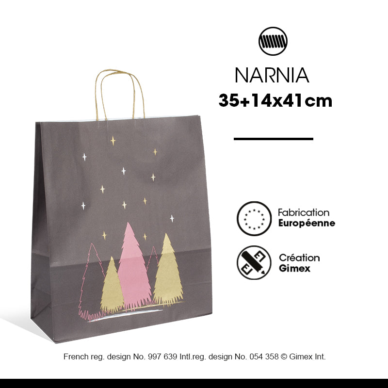 Sac Narnia | kraft blanc | poignées torsadées | 35+14x41cm | par 250