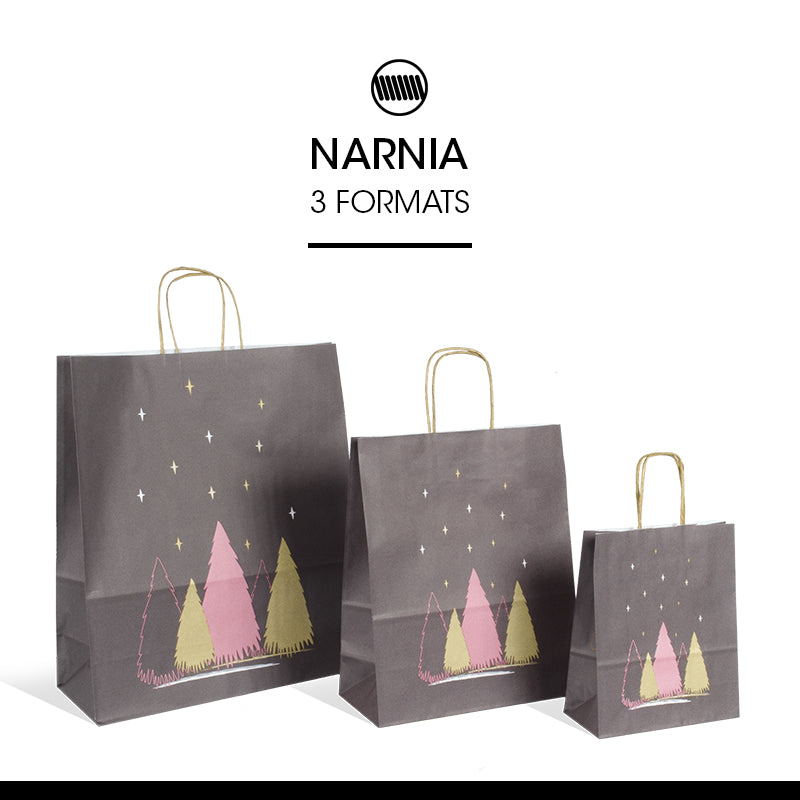 Sac Narnia|kraft blanc|poignées torsadées|35+14x41cm|par 250