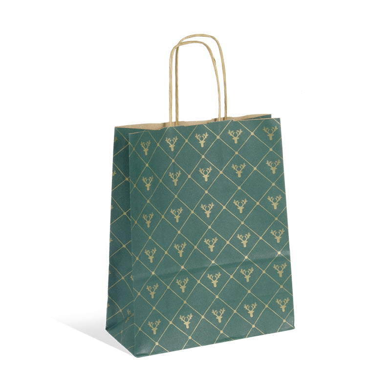 Sac Tartan | kraft brun | poignées torsadées | 18+8x22cm | par 250