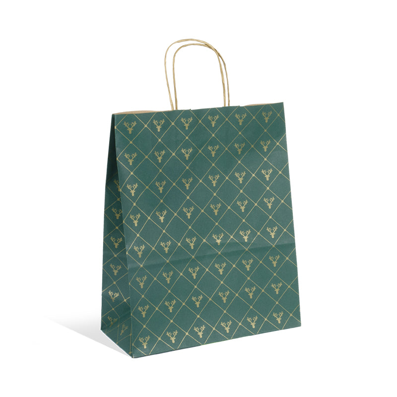 Sac Tartan | kraft brun | poignées torsadées | 26+12x32cm | par 250