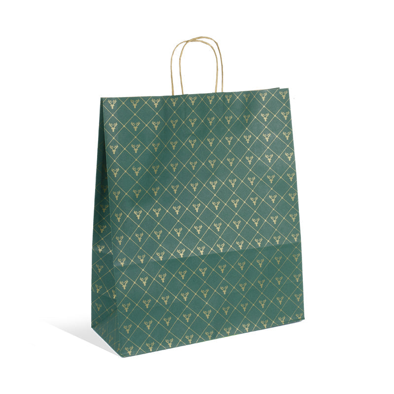 Sac Tartan | kraft brun | poignées torsadées | 35+14x41cm | par 250