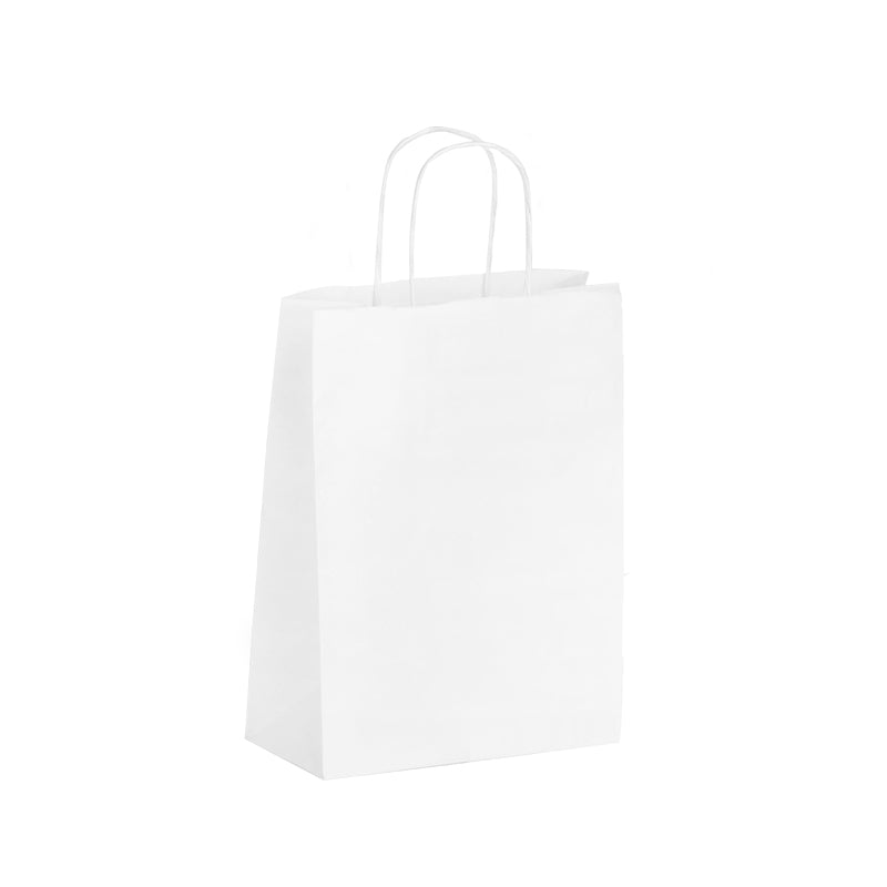 Boutique bag | white kraft | twisted handles | 22+10x28cm | 250 pieces