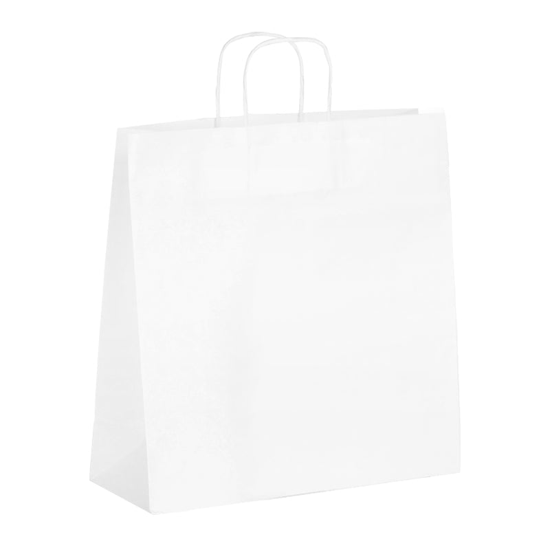 Sac boutique|kraft blanc|poignées torsadées|35+14x40cm|par 200