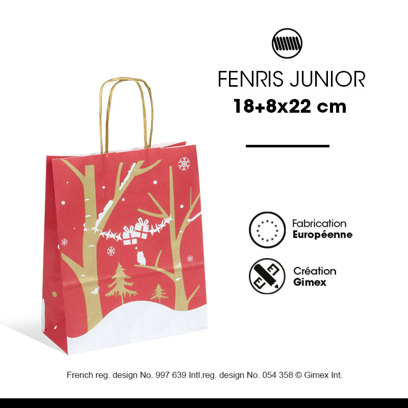 Sac Fenris Junior | kraft blanc | poignées torsadées | 18+8x22cm | par 250