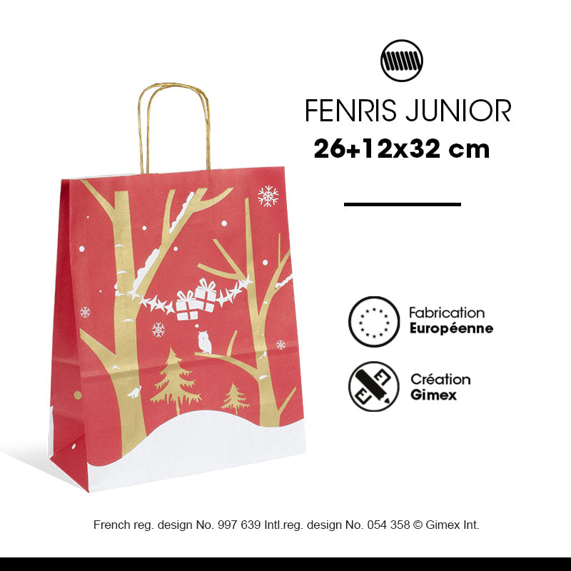 Sac Fenris Junior | kraft blanc | poignées torsadées | 26+12x32cm | par 250