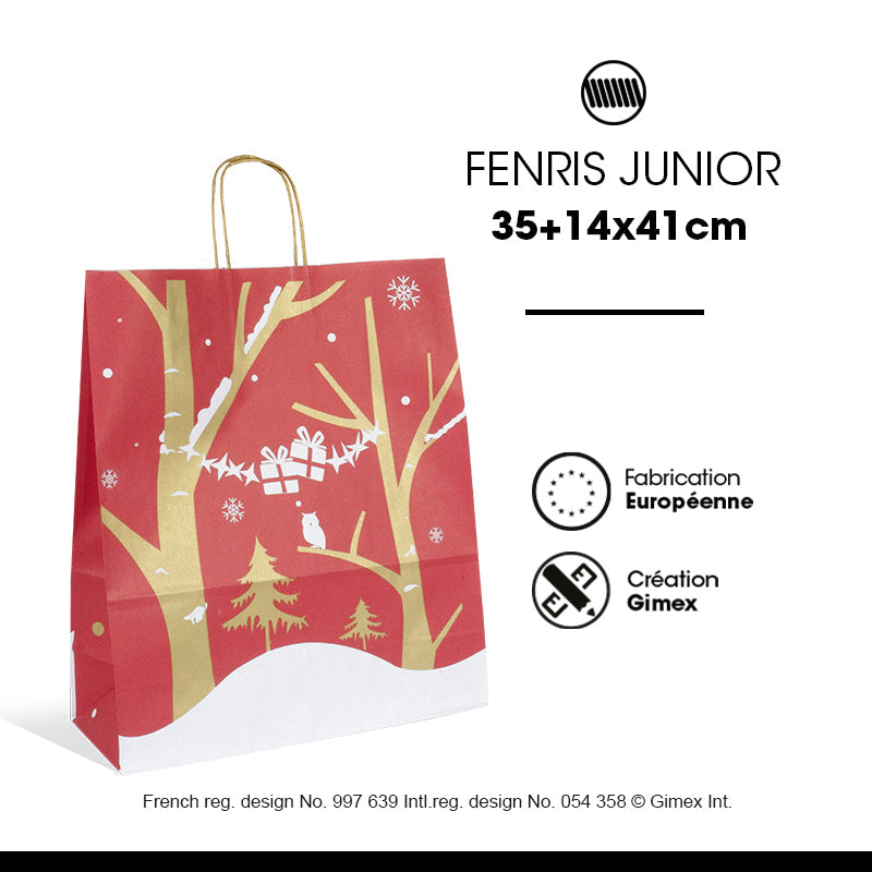 Sac Fenris Junior | kraft blanc | poignées torsadées | 35+14x41cm | par 250