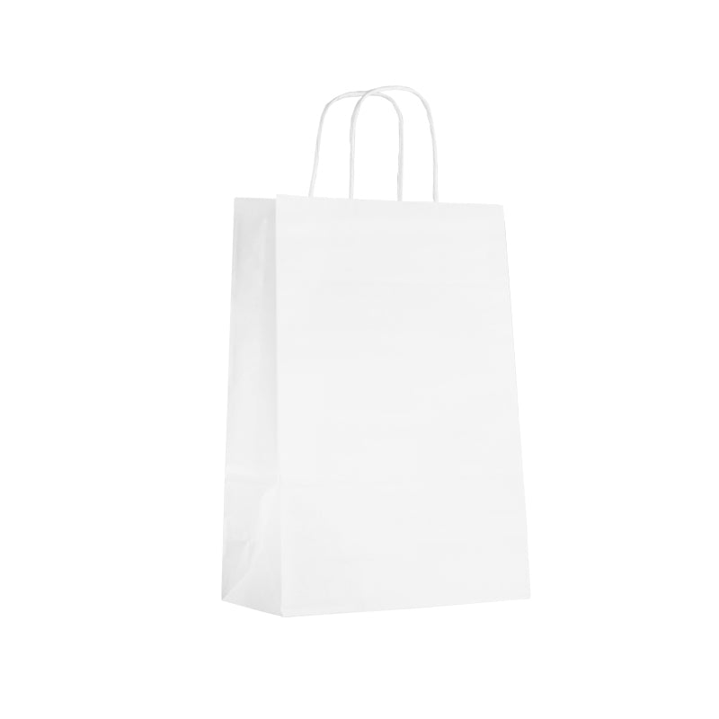 Sac boutique | kraft blanc | poignées torsadées | 22+10x31cm | par 250