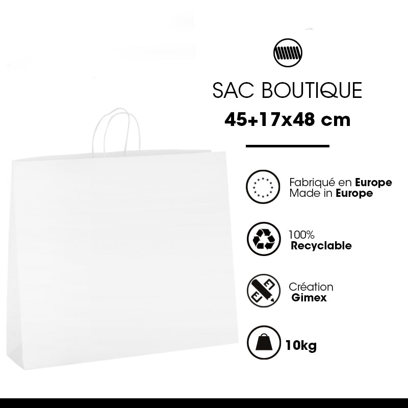 Boutique bag|white kraft|twisted handles|45+17x48cm|200 pieces