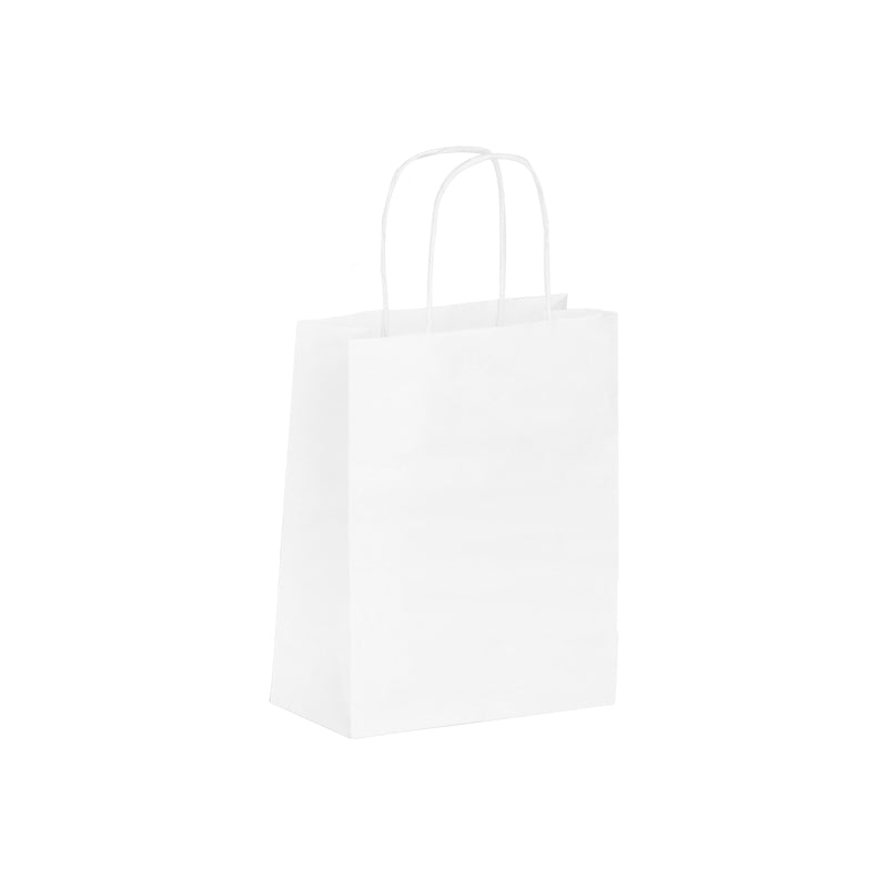 Sac boutique | kraft blanc | poignées torsadées | 18+8x22cm | par 300
