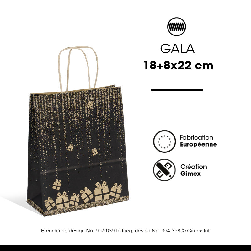 Sac Gala | kraft brun | poignées torsadées | 18+8x22cm | par 250