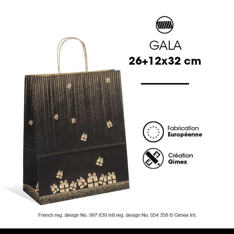 Sac Gala|kraft brun|poignées torsadées|26+12x32cm|par 250