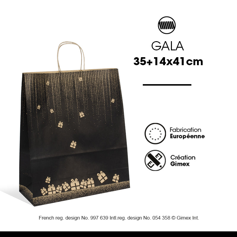 Sac Gala | kraft brun | poignées torsadées | 35+14x41cm | par 250