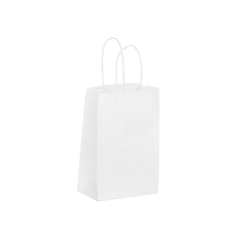 Sac boutique | kraft blanc | poignées torsadées | 14+8x21cm | vrac par 400