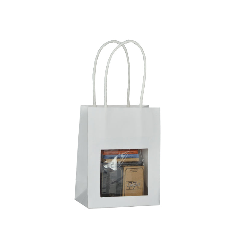 Display bag | white kraft | twisted handles | 11.4 + 6.4 x 14.6 cm | 300 pieces