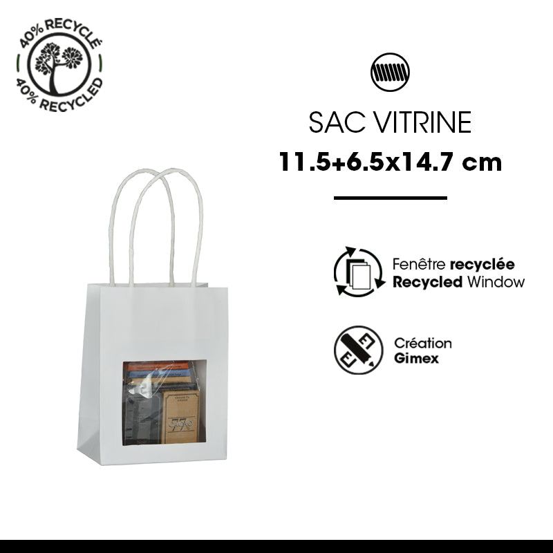 Display bag | white kraft | twisted handles | 11.4 + 6.4 x 14.6 cm | 300 pieces