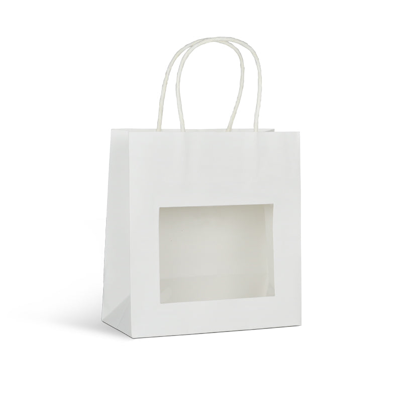 Sac vitrine | kraft blanc | poignées torsadées | 18+8×19cm | par 240