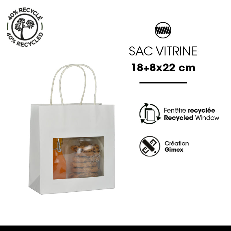 Display bag | white kraft | twisted handles | 18+8×19cm | 240 pieces