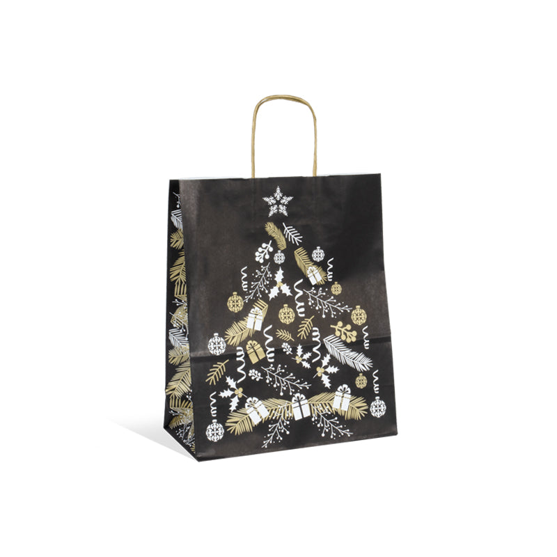 Sac Corben Noir II kraft blanc poignées torsadées 26+12x31cm par 250