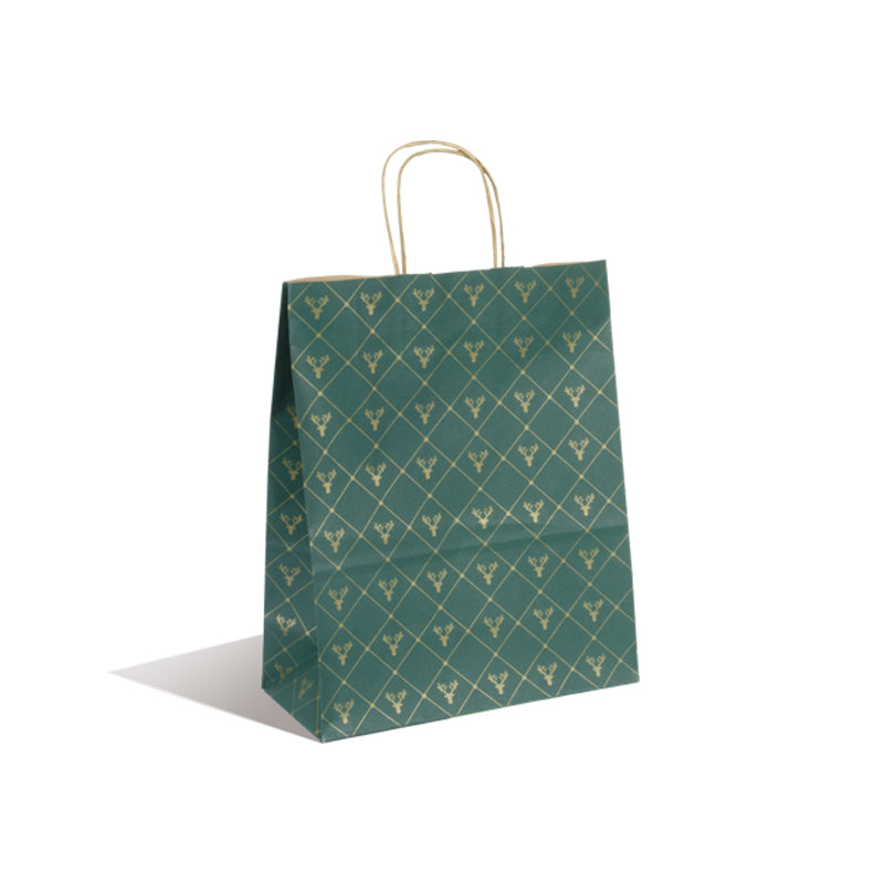 Sac Tartan II kraft brun poignées torsadées 26+12x31cm par 250