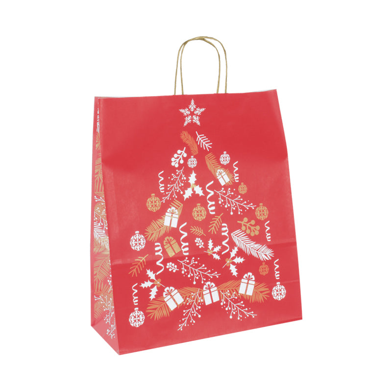 Sac Corben Rouge II kraft blanc poignées torsadées 35+14x40cm par 150