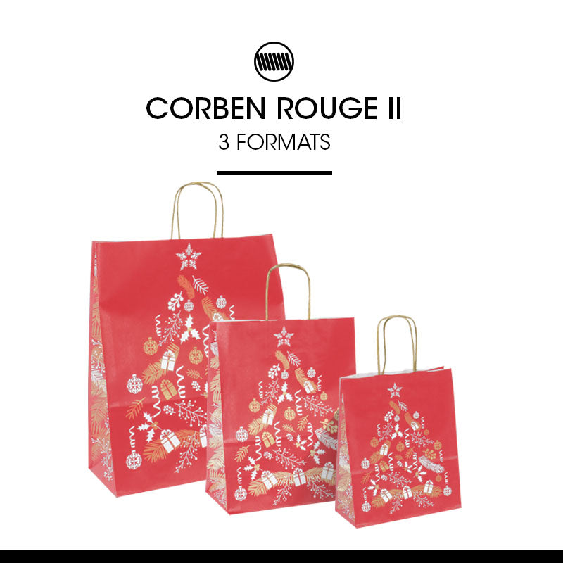 Sac Corben Rouge II kraft blanc poignées torsadées 35+14x40cm par 150