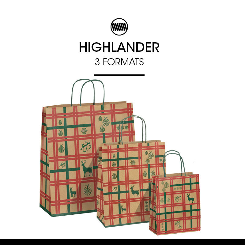 Sac Highlander kraft brun poignées torsadées 18+8x22cm par 250