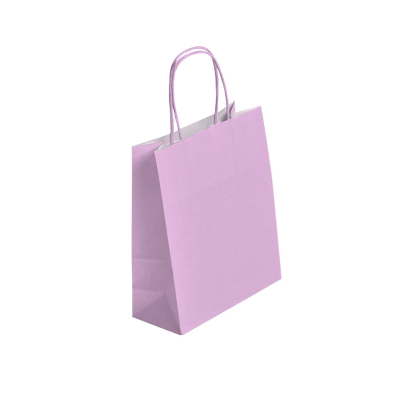 Sac FESTIVAL ROSE CLAIR | kraft blanc | poignées torsadées | 23+12x30cm | par 250