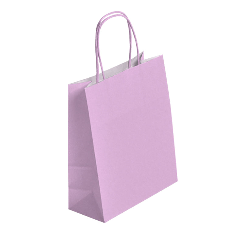 Sac FESTIVAL ROSE CLAIR | kraft blanc | poignées torsadées | 35+14x40cm | par 250