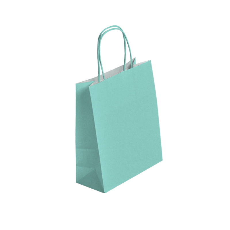 Sac FESTIVAL VERT D'EAU | kraft blanc | poignées torsadées | 23+12x30cm | par 250