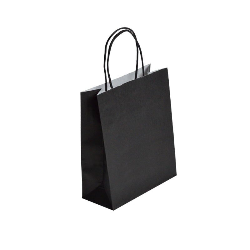 Sac FESTIVAL NOIR | kraft blanc | poignées torsadées | 23+12x30cm | par 250