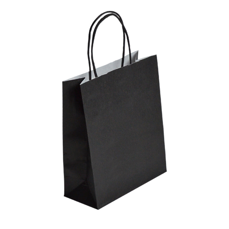 Sac FESTIVAL NOIR | kraft blanc | poignées torsadées | 35+14x40cm | par 250