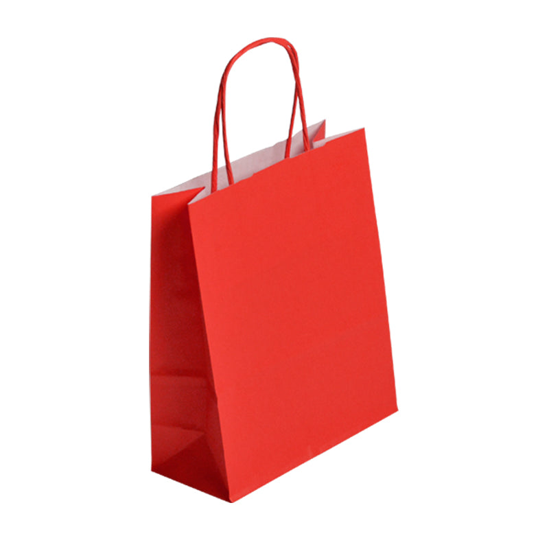 Sac FESTIVAL ROUGE | kraft blanc | poignées torsadées | 35+14x40cm | par 250