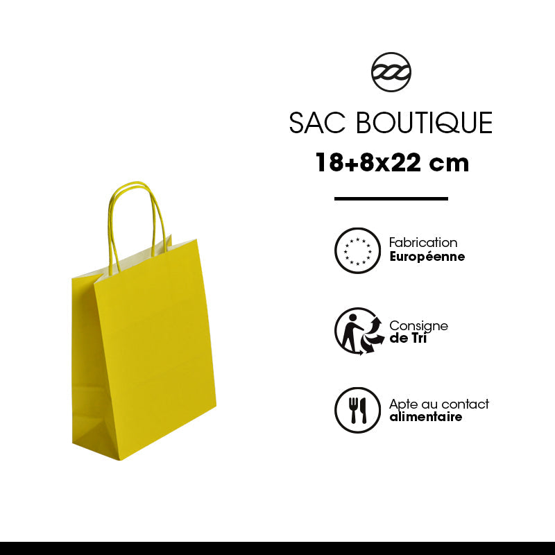 LEMON Festival Bag | White Kraft | Twisted Handles | 18+8x22cm | Pack of 300