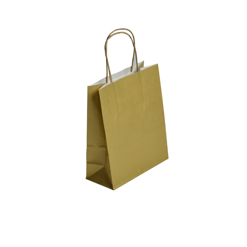 Gold Festival Bag | White Kraft | Twisted Handles | 18+8x22cm | Pack of 300