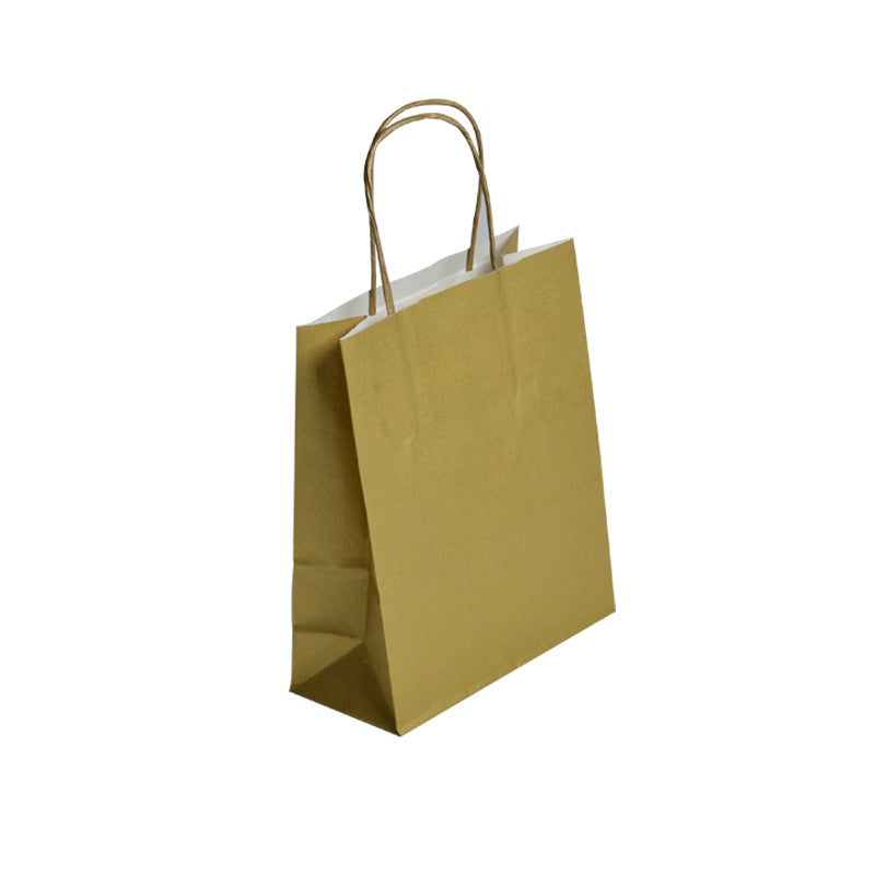 Sac FESTIVAL OR | kraft blanc | poignées torsadées | 23+12x30cm | par 250