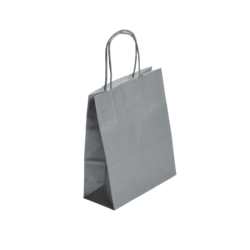Sac FESTIVAL ARGENT | kraft blanc | poignées torsadées | 23+12x30cm | par 250