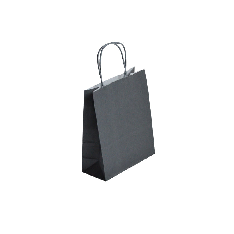 Sac FESTIVAL GRIS | kraft blanc | poignées torsadées | 18+8x22cm | par 300