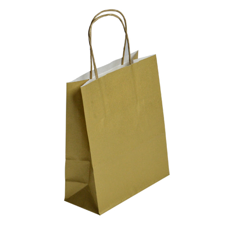 Gold Festival Bag | White Kraft | Twisted Handles | 35+14x40cm | Pack of 250