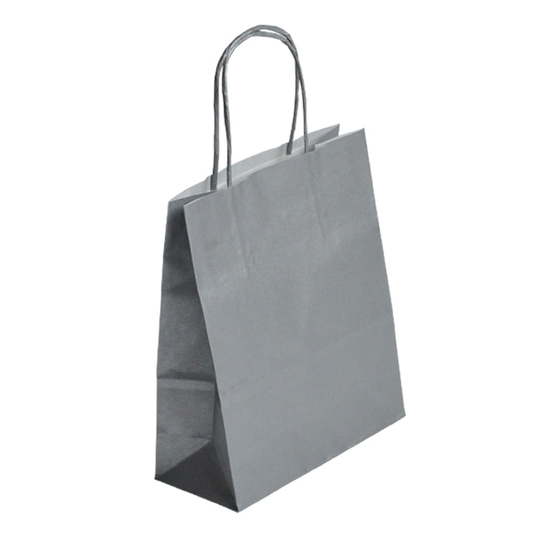 Sac FESTIVAL ARGENT | kraft blanc | poignées torsadées | 35+14x40cm | par 250