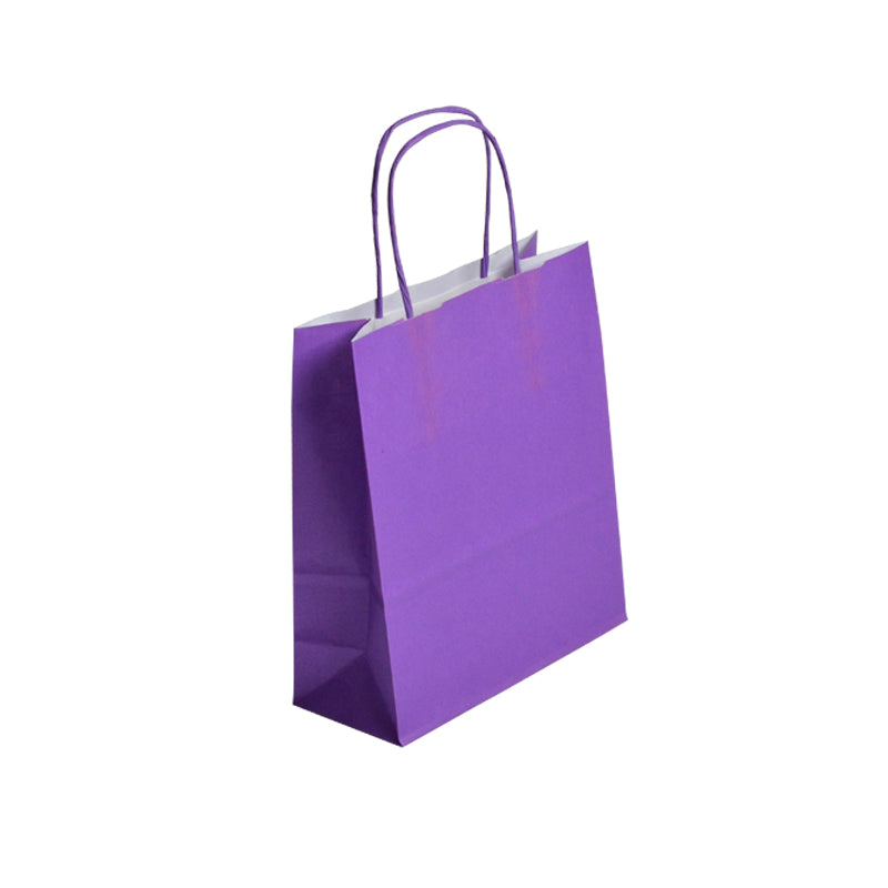 Sac FESTIVAL VIOLET | kraft blanc | poignées torsadées | 23+12x30cm | par 250