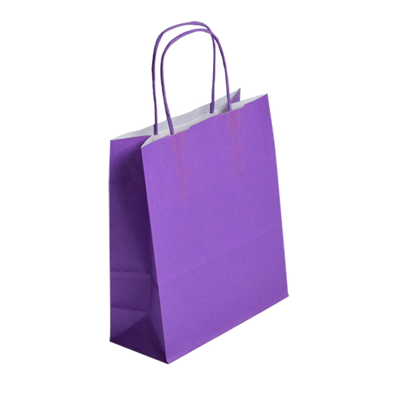 Sac FESTIVAL VIOLET | kraft blanc | poignées torsadées | 35+14x40cm | par 250