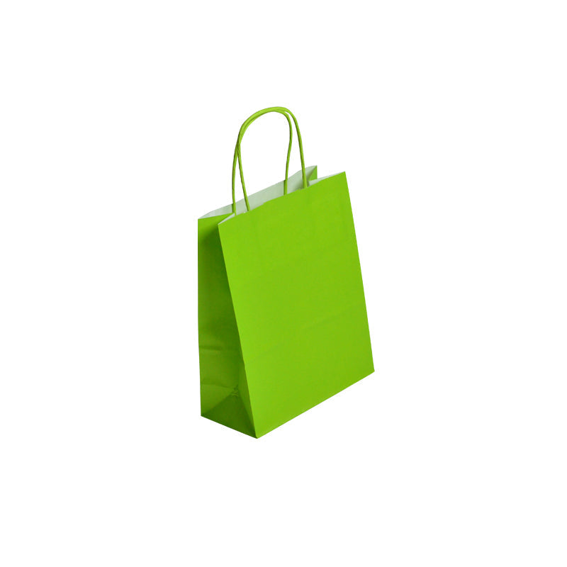 Bag | paper handles | twisted ACID GREEN 18+8x22cm by 300