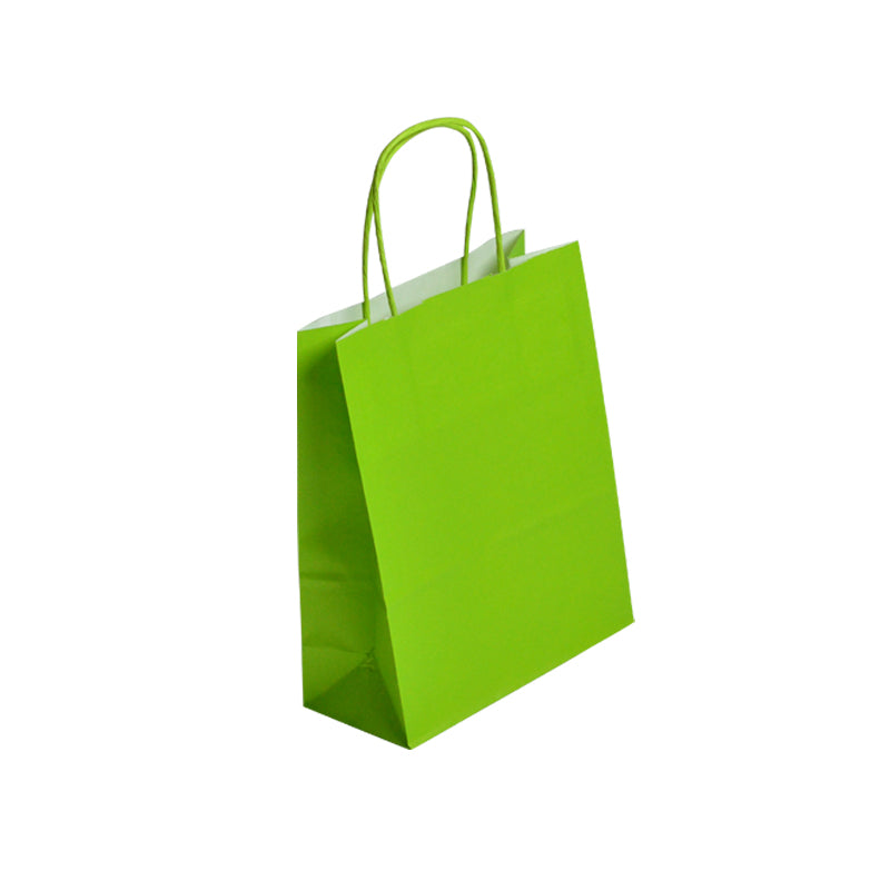 Sac FESTIVAL VERT ACIDULÉ | kraft blanc | poignées torsadées | 23+12x30cm | par 250