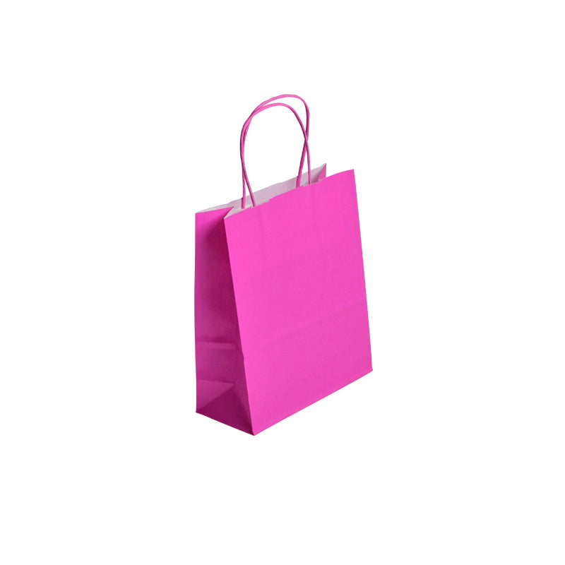 Sac FESTIVAL ROSE | kraft blanc | poignées torsadées | 18+8x22cm | par 300