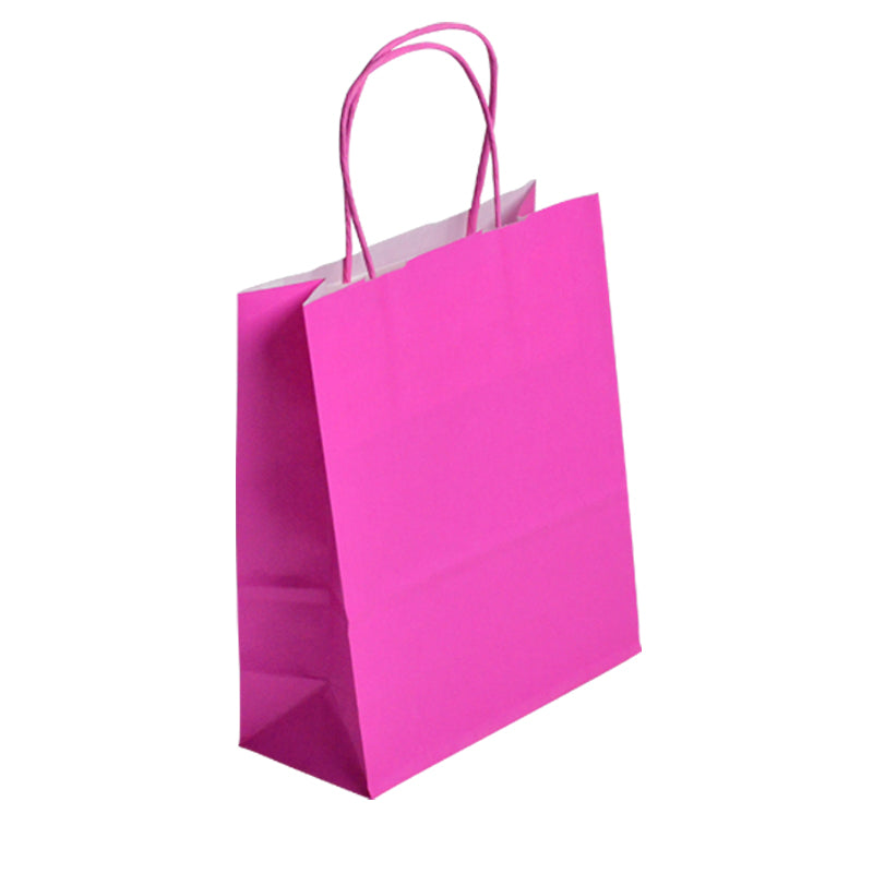 Sac FESTIVAL ROSE | kraft blanc | poignées torsadées | 35+14x40cm | par 250