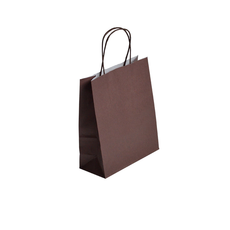 Sac FESTIVAL CHOCOLAT | kraft blanc | poignées torsadées | 18+8x22cm | par 300